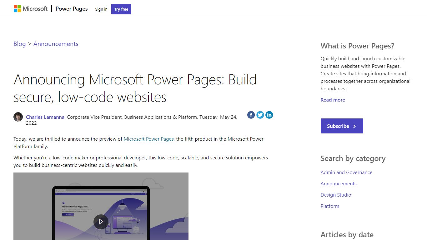 Announcing Microsoft Power Pages: Build secure, low-code websites